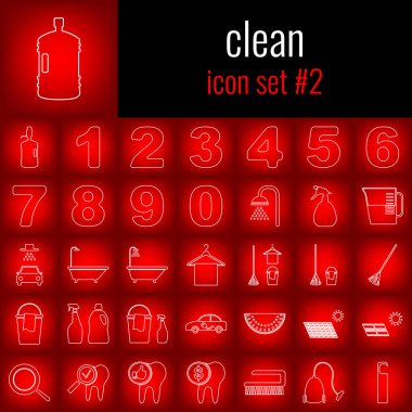 Temiz. Simge 2 ayarlayın. Beyaz çizgi simgesi üzerinde kırmızı degrade backgrpund.