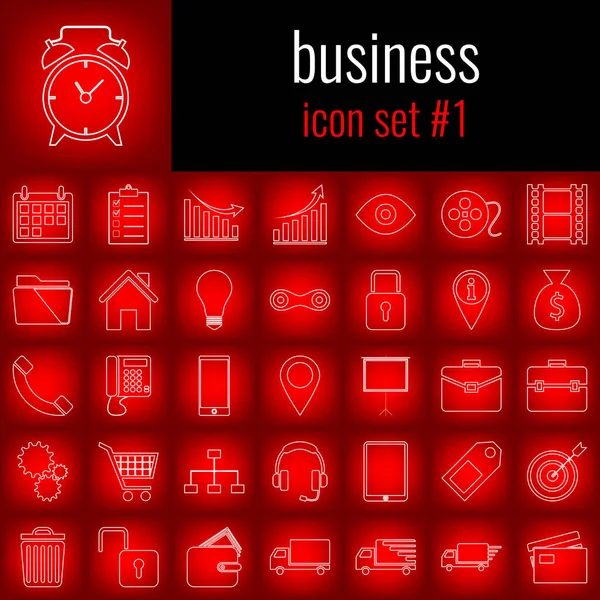 İş. Simge 1 ayarlayın. Beyaz çizgi simgesi üzerinde kırmızı degrade backgrpund.