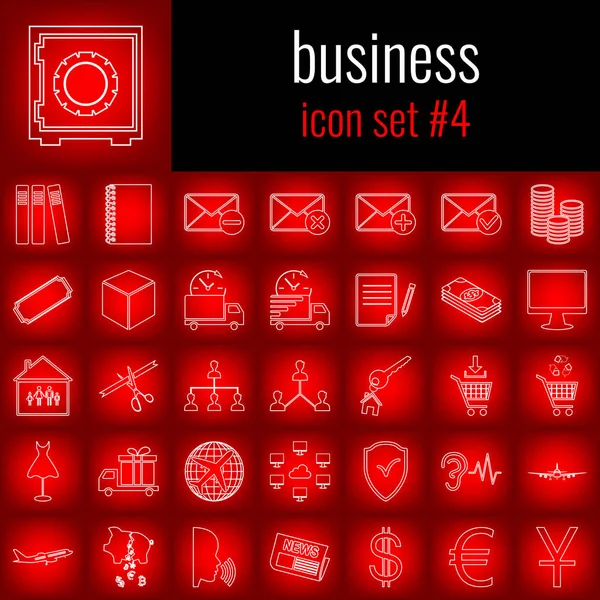 İş. Icon set 4. Beyaz çizgi simgesi üzerinde kırmızı degrade backgrpund.