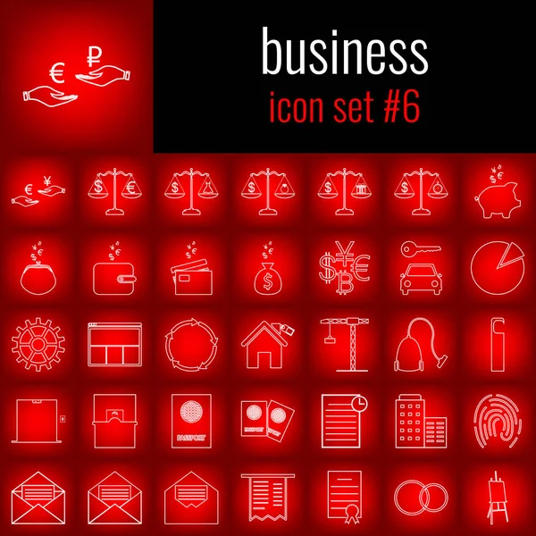 İş. Simgesi 6 ayarlayın. Beyaz çizgi simgesi üzerinde kırmızı degrade backgrpund.