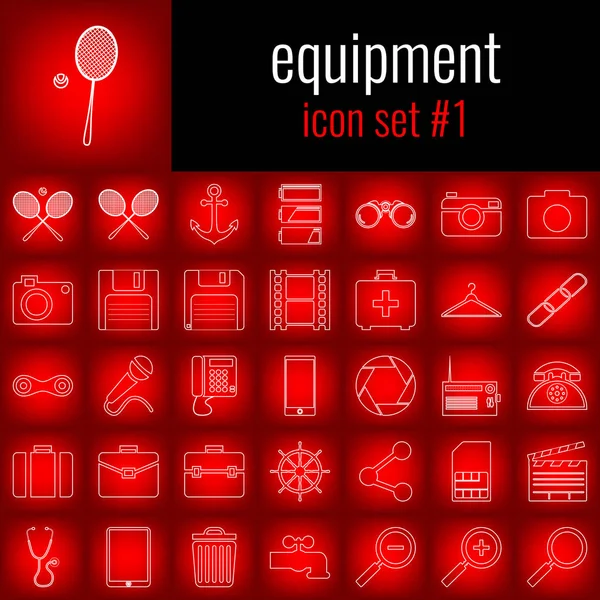 Ekipman. Simge 1 ayarlayın. Beyaz çizgi simgesi üzerinde kırmızı degrade backgrpund.