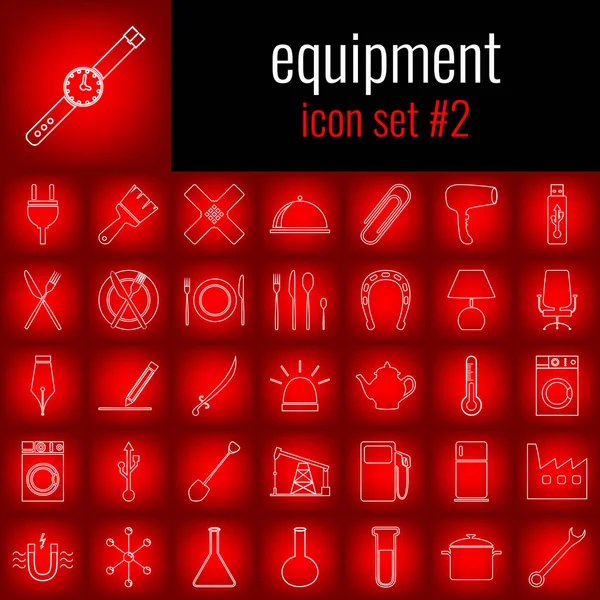 Ekipman. Simge 2 ayarlayın. Beyaz çizgi simgesi üzerinde kırmızı degrade backgrpund.