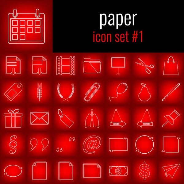 Kağıt. Simge 1 ayarlayın. Beyaz çizgi simgesi üzerinde kırmızı degrade backgrpund.