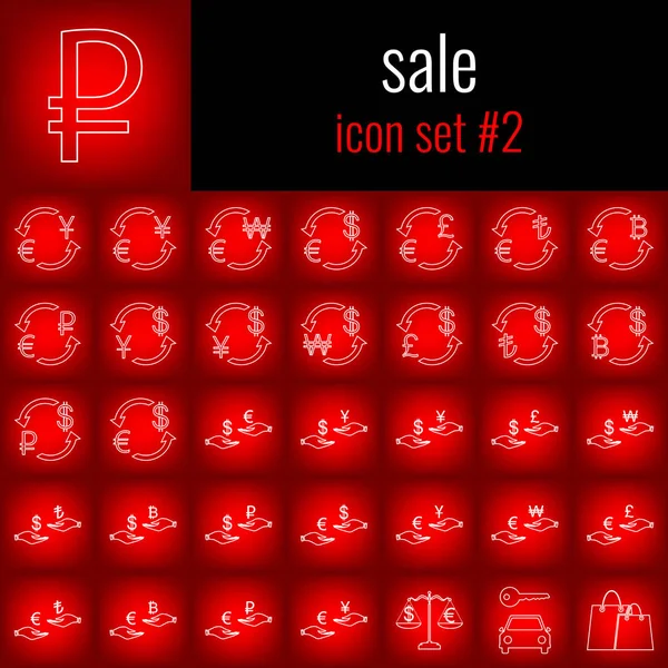 Satılık. Simge 2 ayarlayın. Beyaz çizgi simgesi üzerinde kırmızı degrade backgrpund.