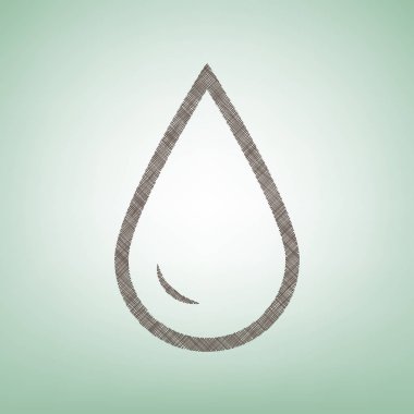 Damla su işareti yok. Vektör. Işık spot Merkezi yeşil zemin üzerine kahverengi keten simgesi.