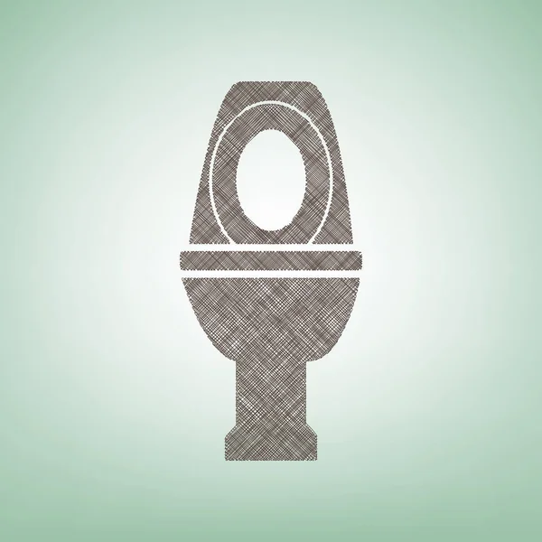 Toilet sign illustration. Vector. Brown flax icon on green background with light spot at the center. — Stock Vector