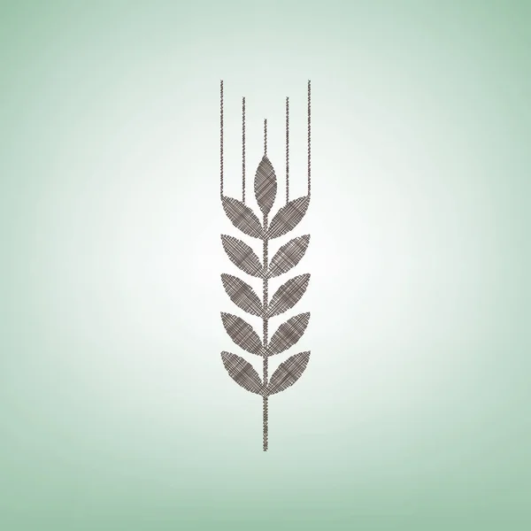 Иллюстрация пшеницы. Спайк. Спика. Вектор. Значок коричневого льна на зеленом фоне со светлым пятном в центре . — стоковый вектор