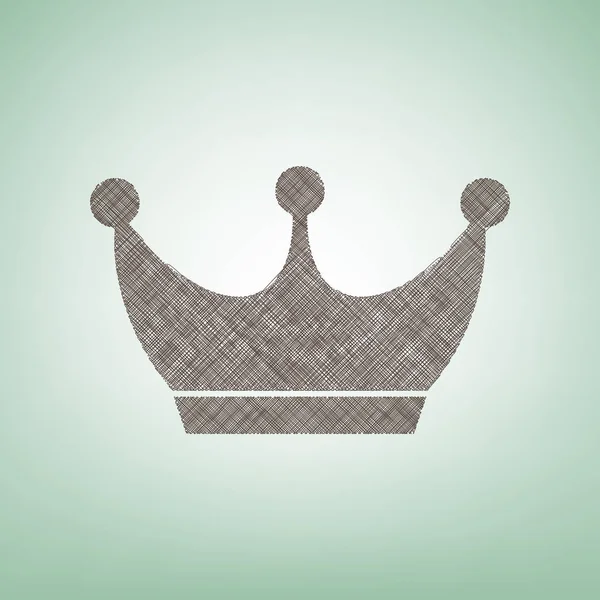 国王的皇冠标志。矢量。与光斑中心的绿色背景上的褐色亚麻图标. — 图库矢量图片