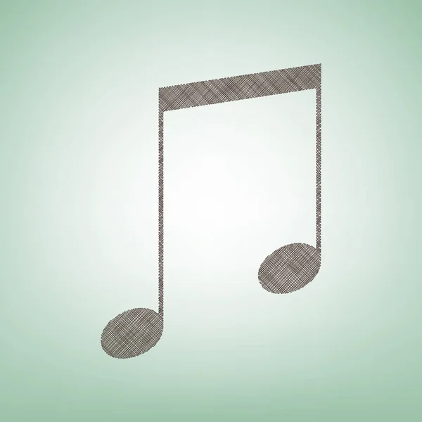 Ilustração do sinal musical. Vector. Ícone de linho marrom no fundo verde com ponto de luz no centro . — Vetor de Stock