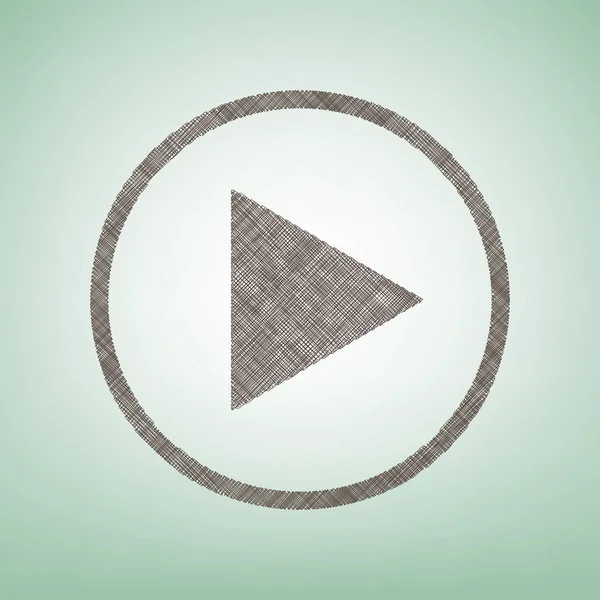 Jouer illustration de signe. Vecteur. Icône de lin brun sur fond vert avec tache lumineuse au centre . — Image vectorielle