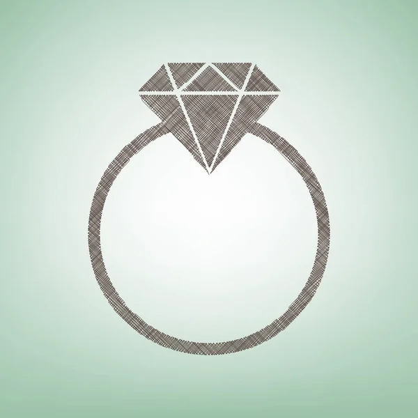 ダイヤモンドの記号の図。ベクトル。センターでスポット ライト緑色の背景に茶色の亜麻アイコン. — ストックベクタ