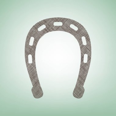 Nal işareti illüstrasyon. Vektör. Işık spot Merkezi yeşil zemin üzerine kahverengi keten simgesi.