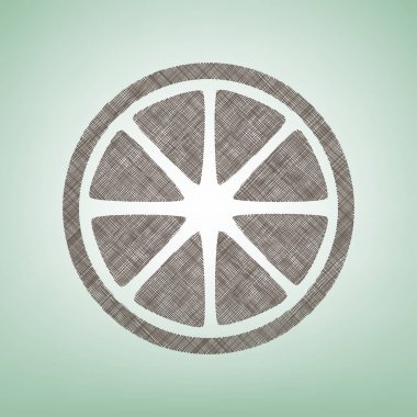 Limon meyve işareti. Vektör. Işık spot Merkezi yeşil zemin üzerine kahverengi keten simgesi.