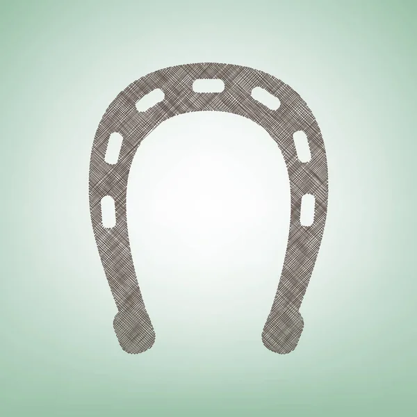 Nal işareti illüstrasyon. Vektör. Işık spot Merkezi yeşil zemin üzerine kahverengi keten simgesi.