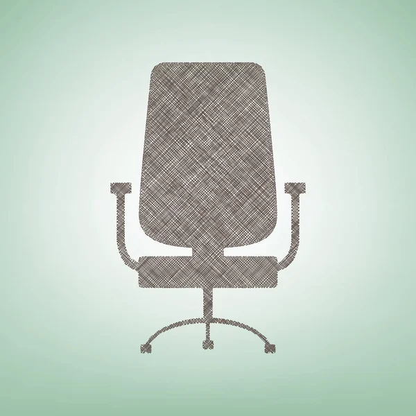Ofis koltuğu işaret. Vektör. Işık spot Merkezi yeşil zemin üzerine kahverengi keten simgesi.