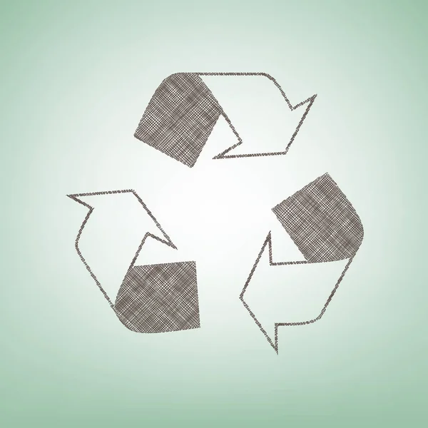 Концепция логотипа рециклинга. Вектор. Значок коричневого льна на зеленом фоне со светлым пятном в центре . — стоковый вектор