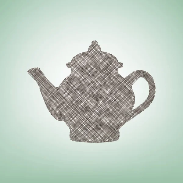 Tea maker sign. Vector. Brown flax icon on green background with light spot at the center. — Stock Vector