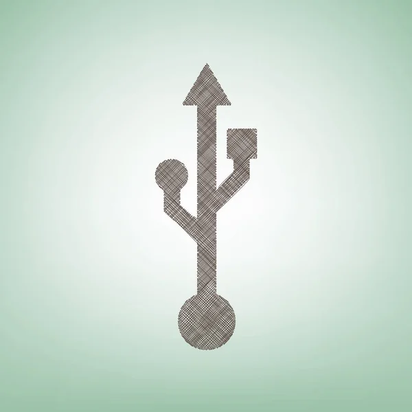 Иллюстрация знака. Вектор. Значок коричневого льна на зеленом фоне со светлым пятном в центре . — стоковый вектор