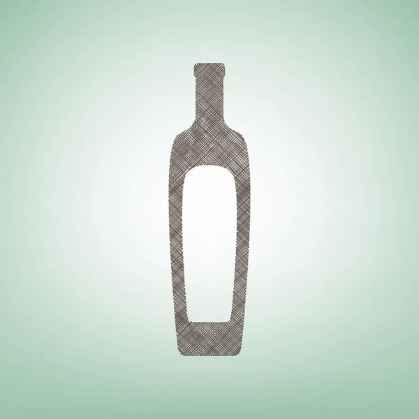 Signo de botella de aceite. Vector. Icono de lino marrón sobre fondo verde con punto de luz en el centro . — Vector de stock