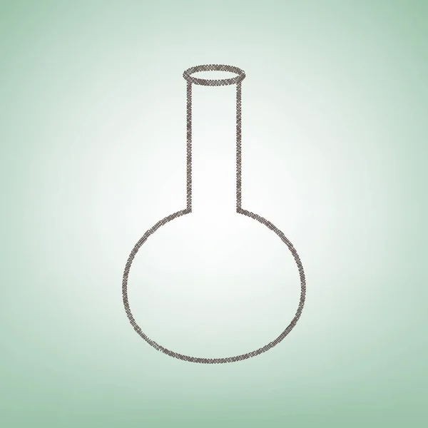 Tubo. Sinal de vidro de laboratório. Vector. Ícone de linho marrom no fundo verde com ponto de luz no centro . —  Vetores de Stock