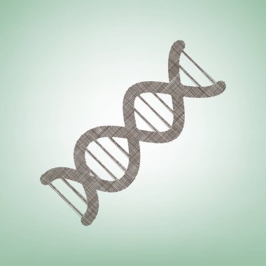 Dna işareti. Vektör. Işık spot Merkezi yeşil zemin üzerine kahverengi keten simgesi.