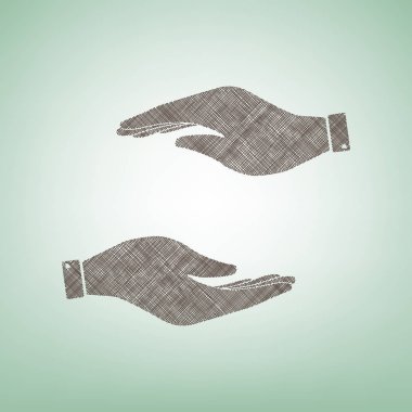 El işareti illüstrasyon. Vektör. Işık spot Merkezi yeşil zemin üzerine kahverengi keten simgesi.