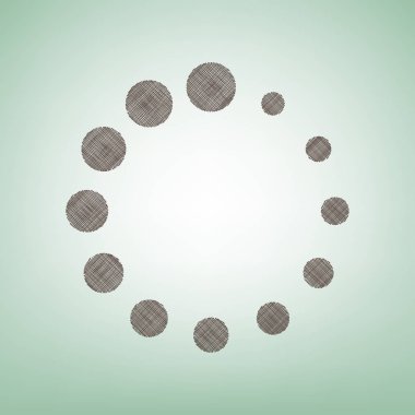 Dairesel yükleme işareti. Vektör. Işık spot Merkezi yeşil zemin üzerine kahverengi keten simgesi.