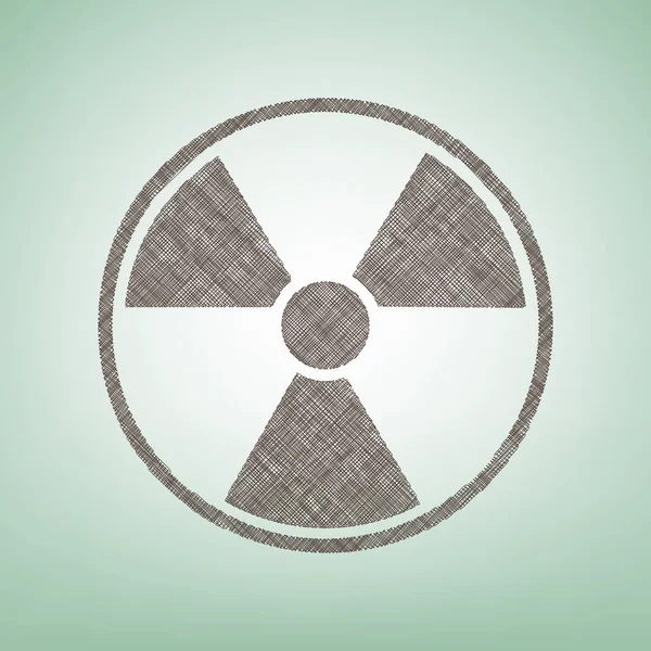 Radyasyon yuvarlak işareti. Vektör. Işık spot Merkezi yeşil zemin üzerine kahverengi keten simgesi.