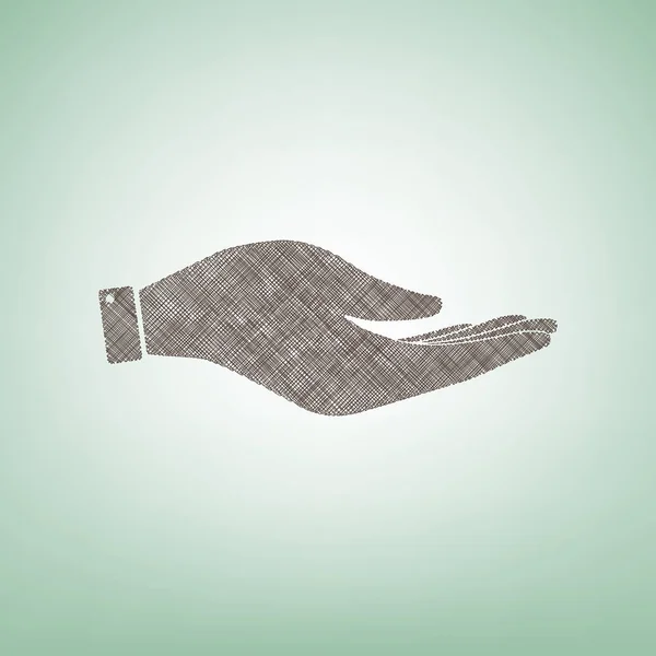 Hand teken illustratie. Vector. Bruin vlas pictogram op groene achtergrond met lichte plek in het midden. — Stockvector