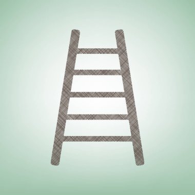 Merdiven işareti illüstrasyon. Vektör. Işık spot Merkezi yeşil zemin üzerine kahverengi keten simgesi.