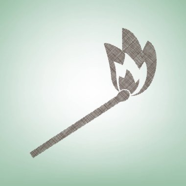 Maç işareti illüstrasyon. Vektör. Işık spot Merkezi yeşil zemin üzerine kahverengi keten simgesi.