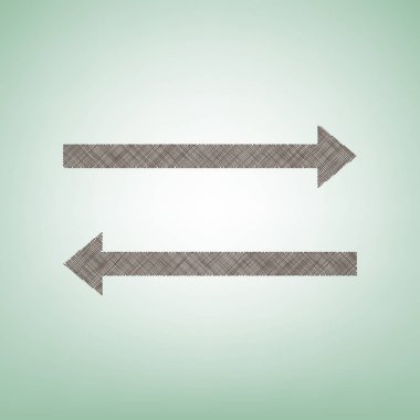 Ok basit kayıt. Vektör. Işık spot Merkezi yeşil zemin üzerine kahverengi keten simgesi.