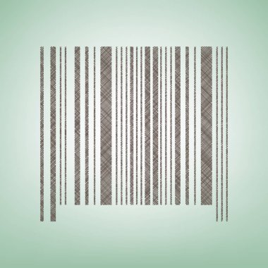 Bar kod işareti. Vektör. Işık spot Merkezi yeşil zemin üzerine kahverengi keten simgesi.