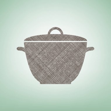 Tencere basit kayıt. Vektör. Işık spot Merkezi yeşil zemin üzerine kahverengi keten simgesi.