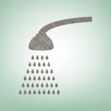 Duş basit kayıt. Vektör. Işık spot Merkezi yeşil zemin üzerine kahverengi keten simgesi.