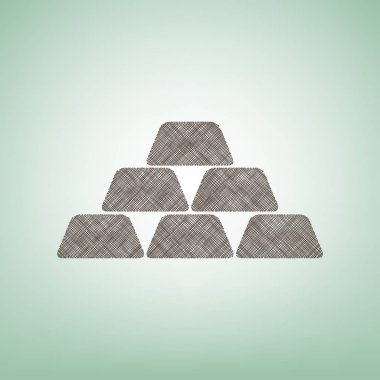 Altın basit kayıt. Vektör. Işık spot Merkezi yeşil zemin üzerine kahverengi keten simgesi.