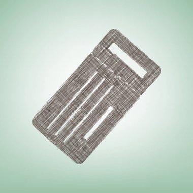 Bilet basit kayıt. Vektör. Işık spot Merkezi yeşil zemin üzerine kahverengi keten simgesi.