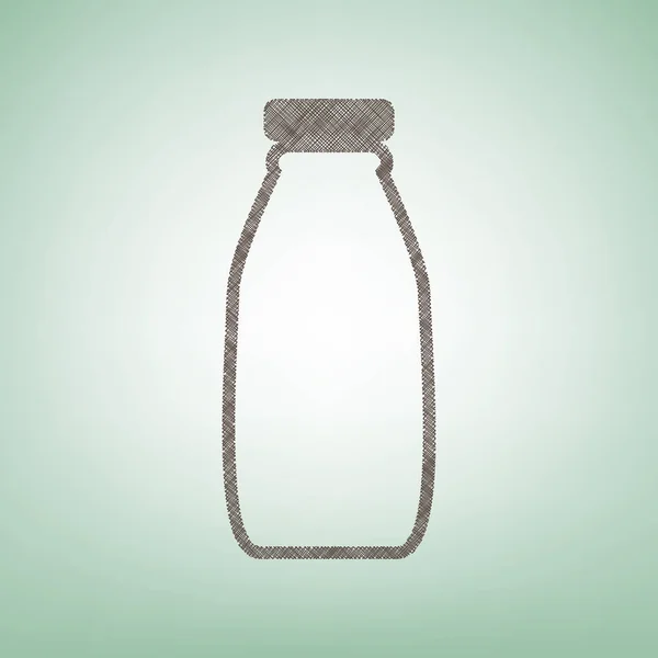Знак пляшки молока. Вектор. Коричневий значок льону на зеленому фоні зі світлою плямою в центрі . — стоковий вектор