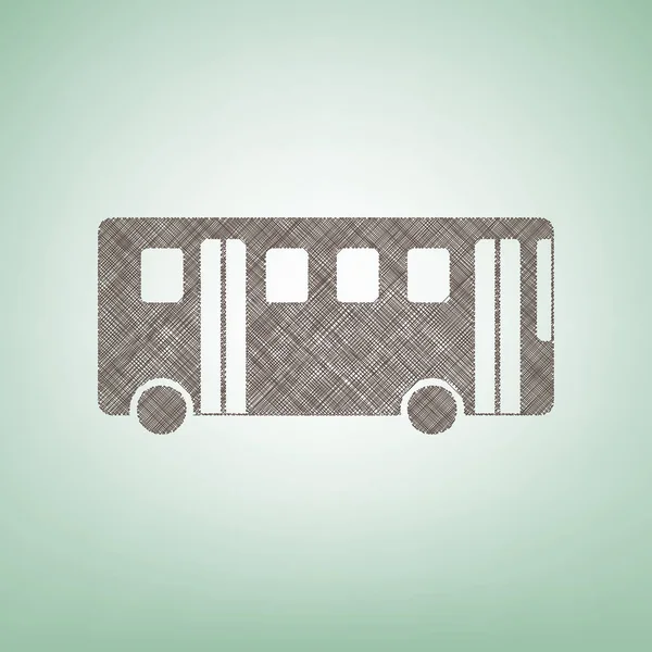 Автобус простой знак. Вектор. Значок коричневого льна на зеленом фоне со светлым пятном в центре . — стоковый вектор