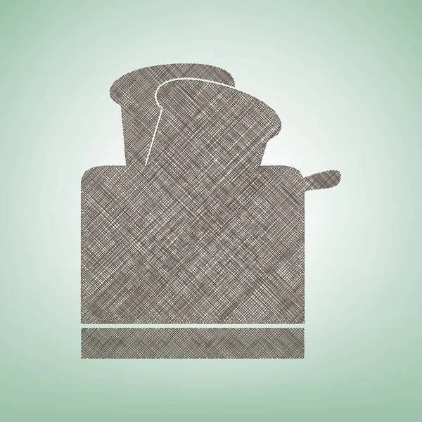 Ekmek kızartma makinesi basit kayıt. Vektör. Işık spot Merkezi yeşil zemin üzerine kahverengi keten simgesi.