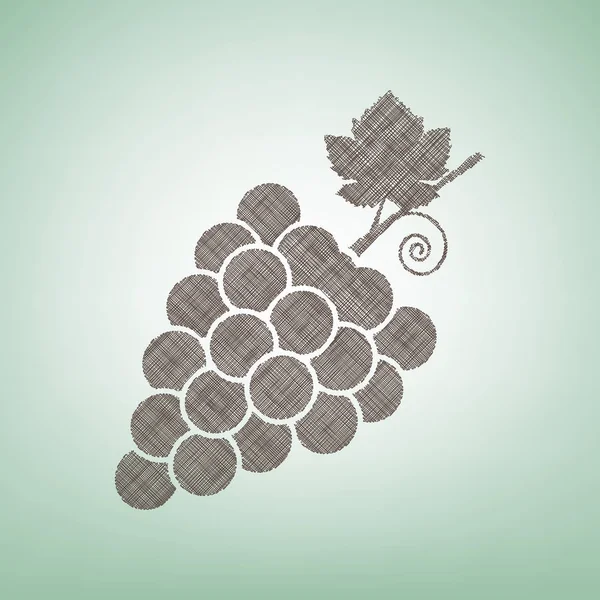 Druiven ondertekenen illustratie. Vector. Bruin vlas pictogram op groene achtergrond met lichte plek in het midden. — Stockvector