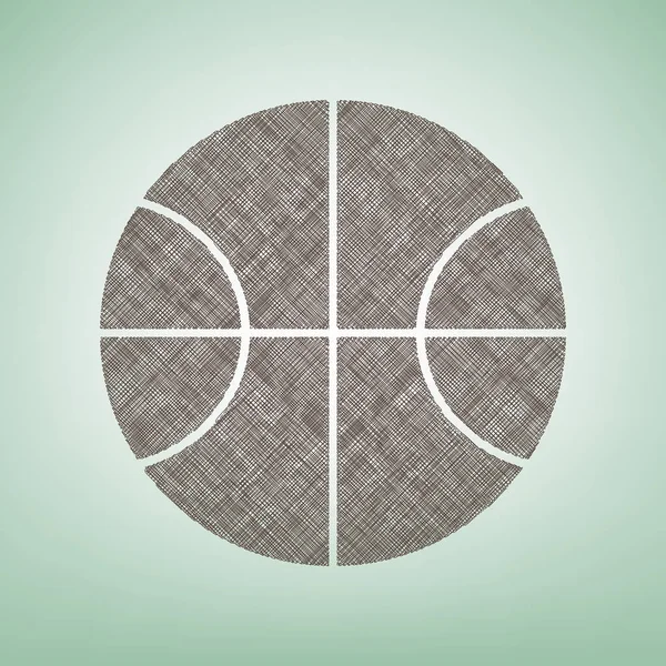 Basketbol topu işareti illüstrasyon. Vektör. Işık spot Merkezi yeşil zemin üzerine kahverengi keten simgesi.
