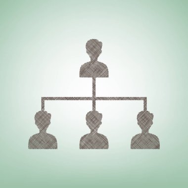 Sosyal medya pazarlama işareti. Vektör. Işık spot Merkezi yeşil zemin üzerine kahverengi keten simgesi.