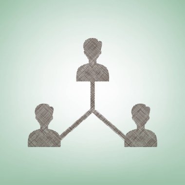 Sosyal medya pazarlama işareti. Vektör. Işık spot Merkezi yeşil zemin üzerine kahverengi keten simgesi.