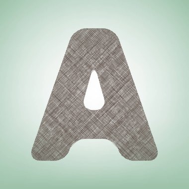 Harf A sign şablon öğesi tasarım. Vektör. Işık spot Merkezi yeşil zemin üzerine kahverengi keten simgesi.