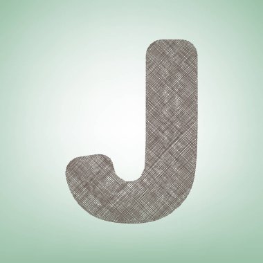 J harfi işareti şablon öğesi tasarım. Vektör. Işık spot Merkezi yeşil zemin üzerine kahverengi keten simgesi.