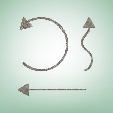 Basit arayüzü okları için ayarla. Vektör. Işık spot Merkezi yeşil zemin üzerine kahverengi keten simgesi.