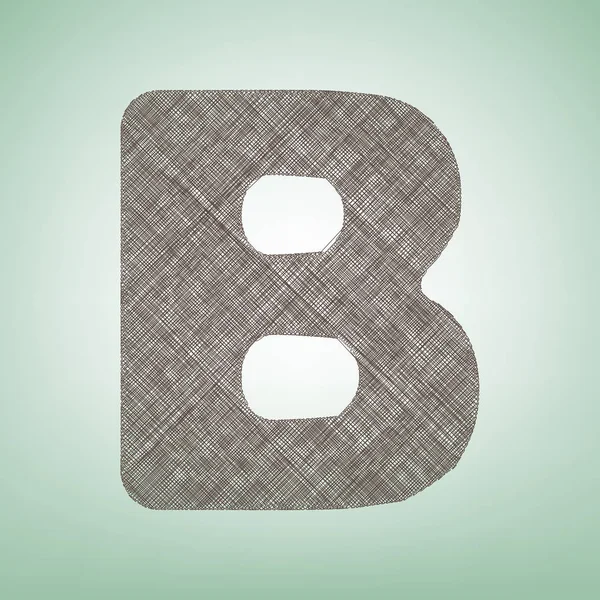Letra B elemento plantilla de diseño de signo. Vector. Icono de lino marrón sobre fondo verde con punto de luz en el centro . — Vector de stock