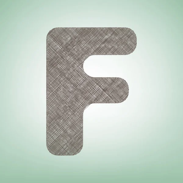 Letter F sign design template element. Vector. Brown flax icon on green background with light spot at the center. — Stock Vector