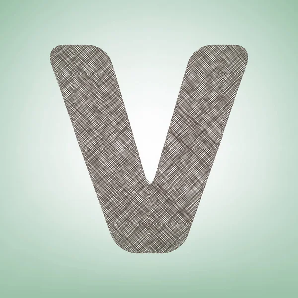 Element szablonu Projekt znak litery V. Wektor. Brązowy ikona lnu na zielonym tle, z lekka miejscu w środku. — Wektor stockowy